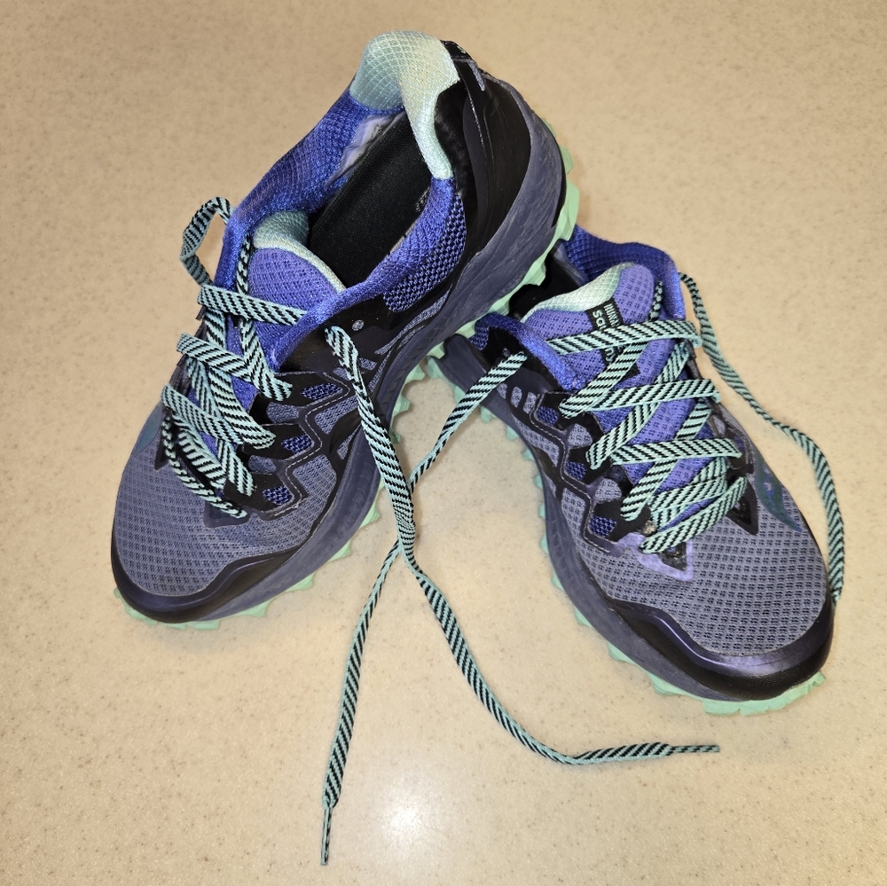 Saucony Peregrine Everun Trail Running Shoes Sz 7.5 Grey/Violet/Aqua
